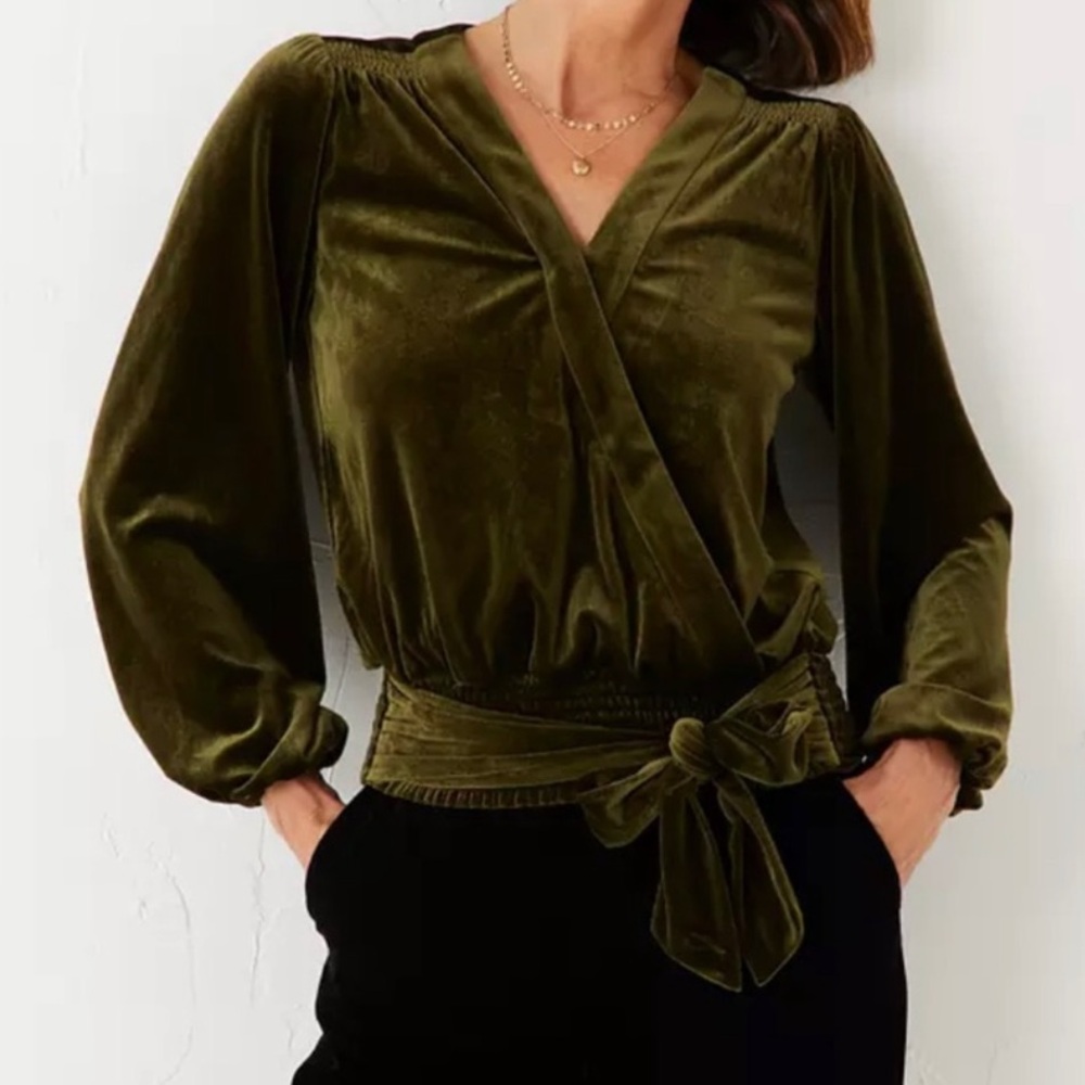 NWT fat face velvet believer faux wrap blouse top US 2